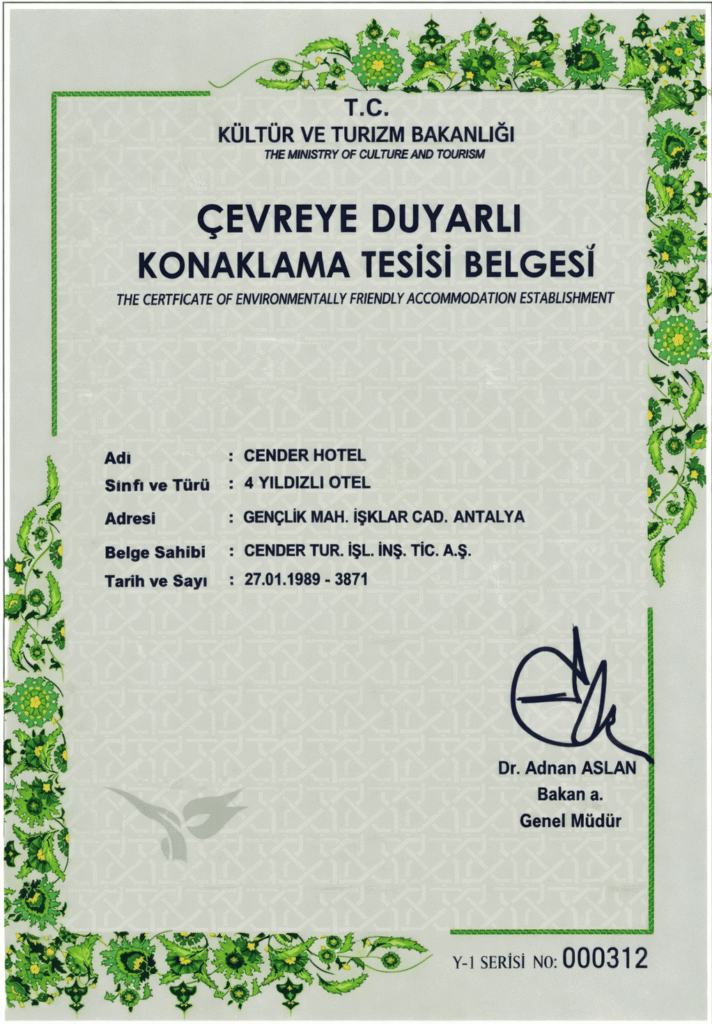 Çevreye duyarlı konaklama tesisi belgesi